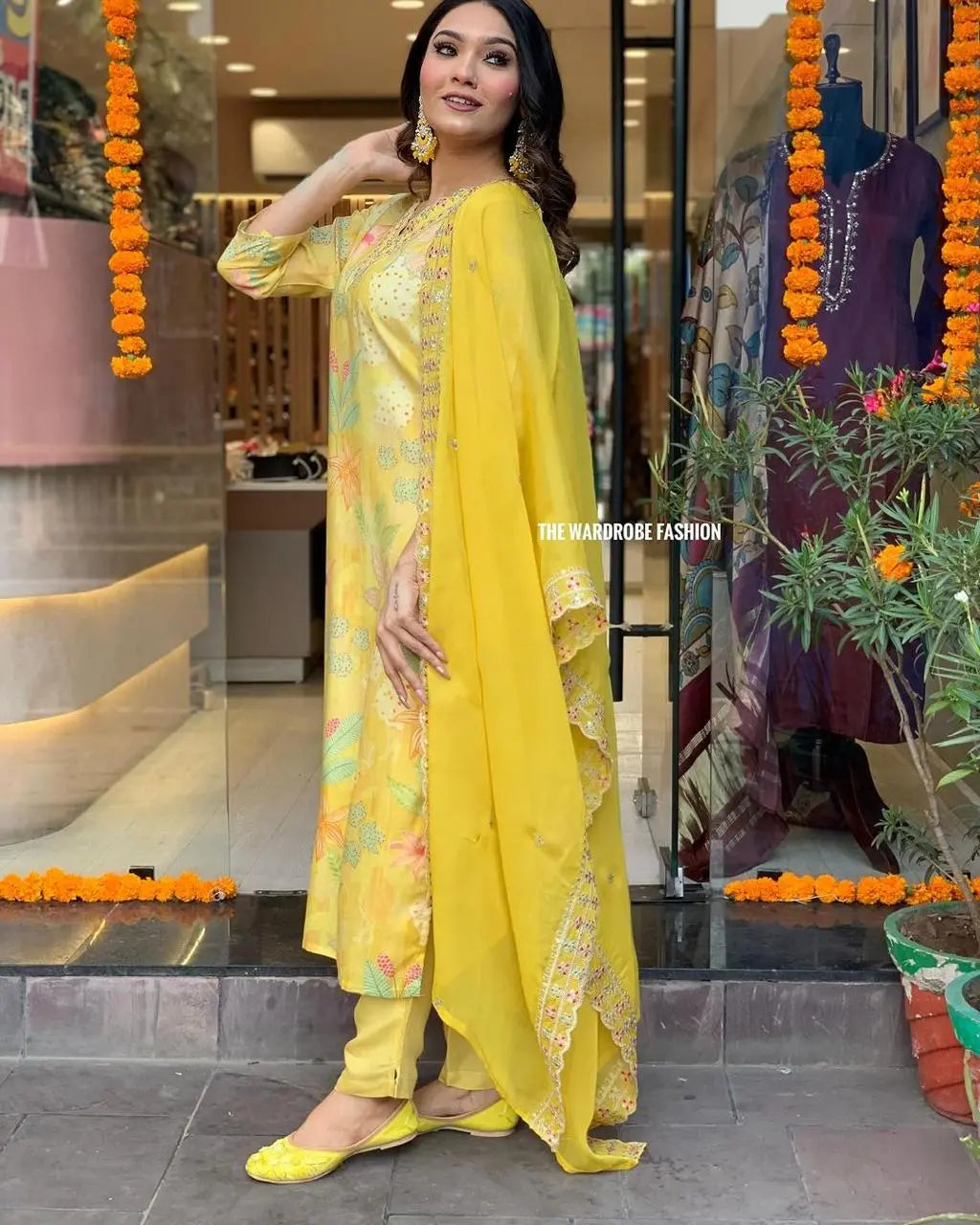 Muslin Silk digital Print with Embroidery work Kurti Pant Dupatta Set - Premium from Ethenika.com - Just INR 2790! Shop now at Ethenika.com