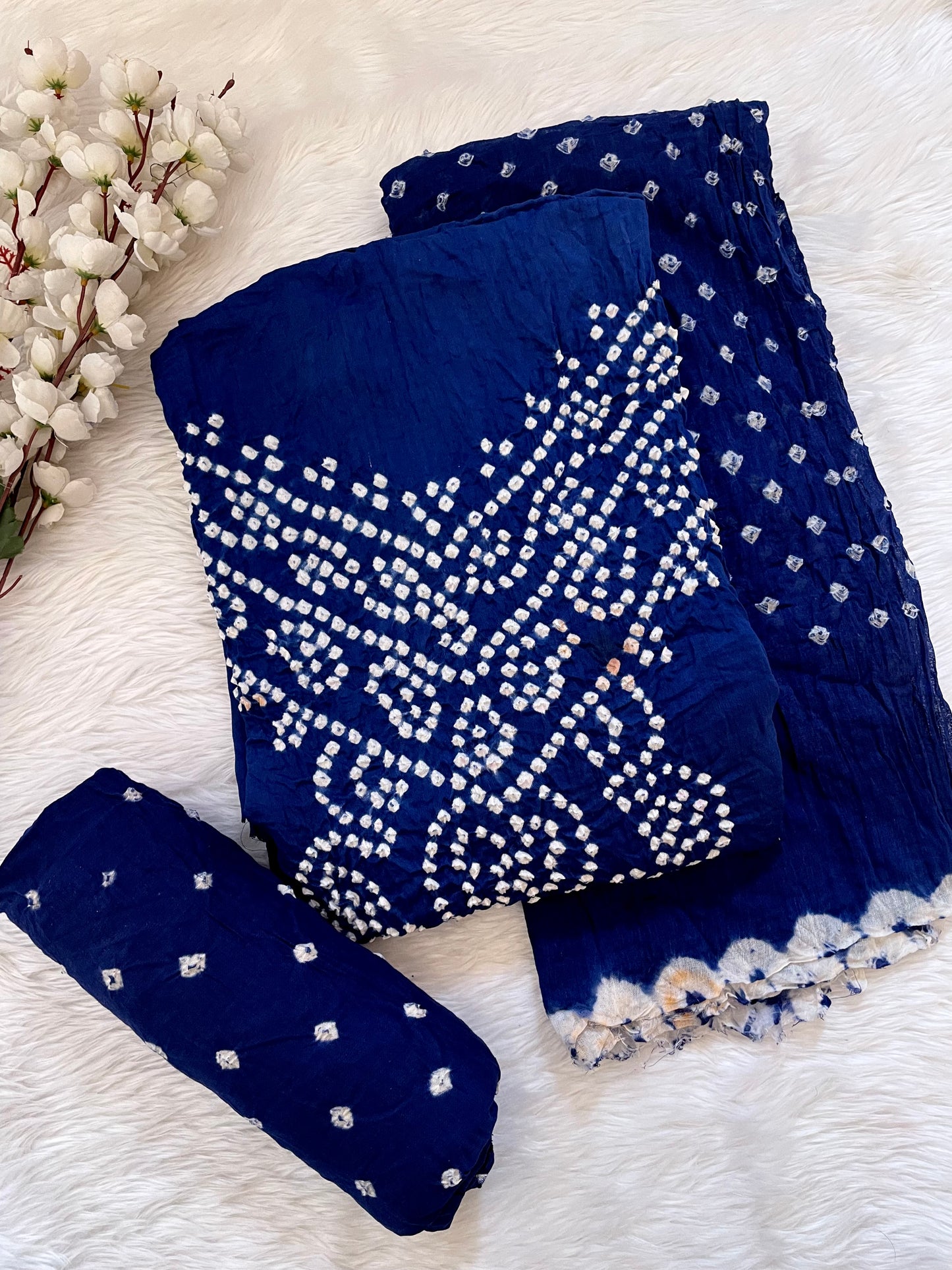 Cotton Satin Authentic Hand Crafted Kutch Bandhani Dress Material - Premium from Ethenika.com - Just INR 1490! Shop now at Ethenika.com