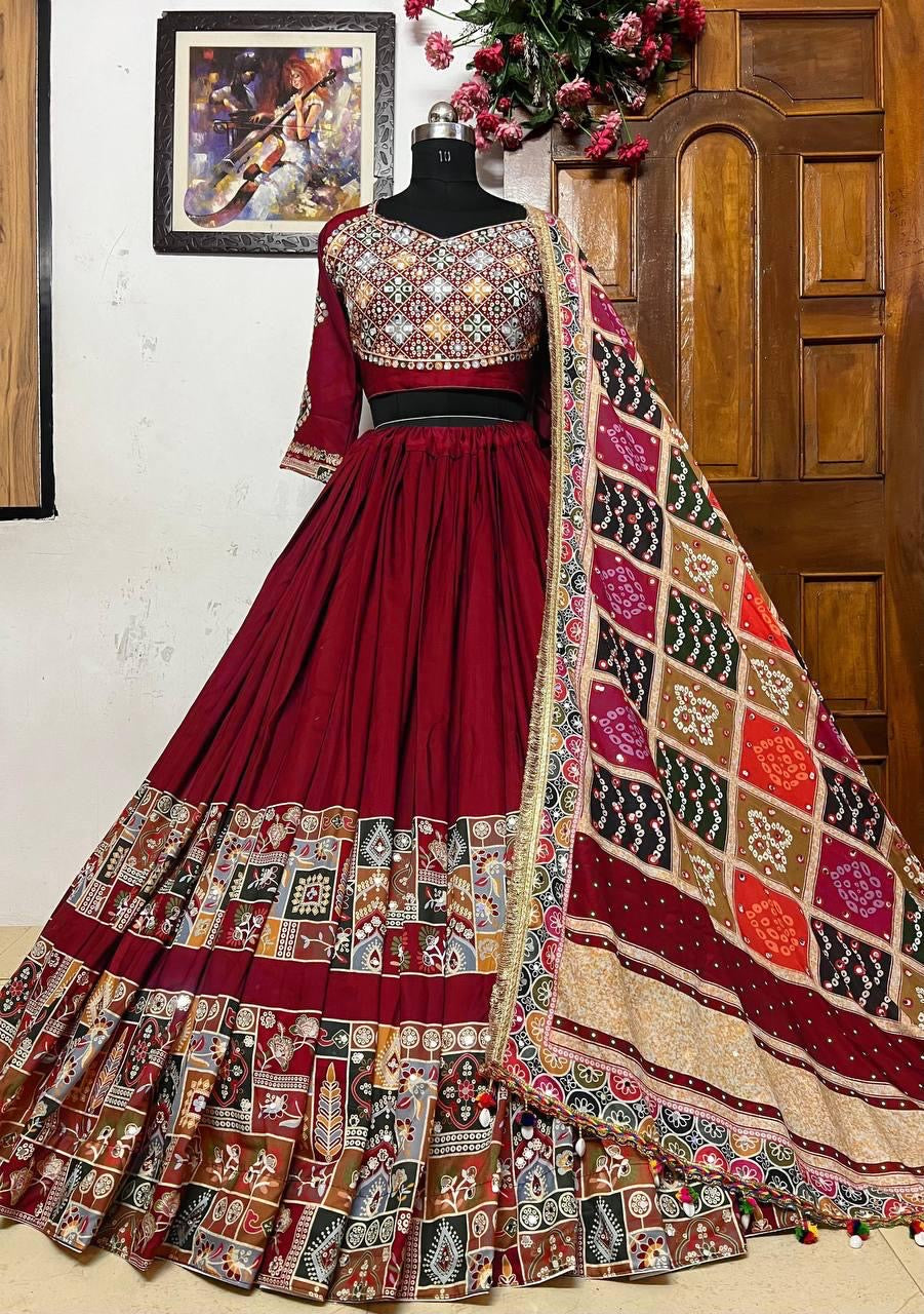Designer Digital Print Mirror work Navratri Chaniya Choli - Premium from Ethenika.com - Just INR 3590! Shop now at Ethenika.com