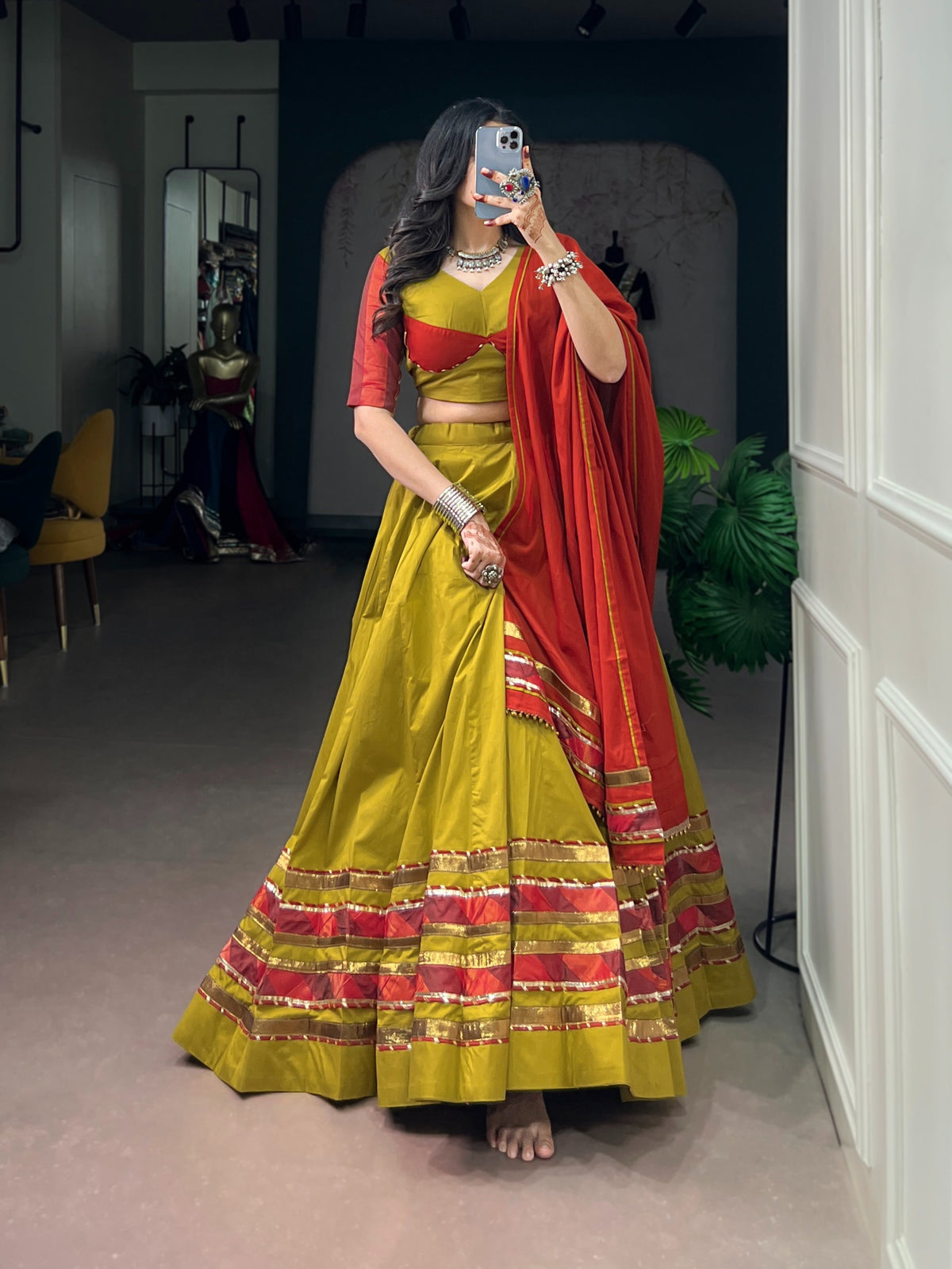 Dhabu Cotton Garba Special Designer Chaniya Choli Set(Ready to Wear)