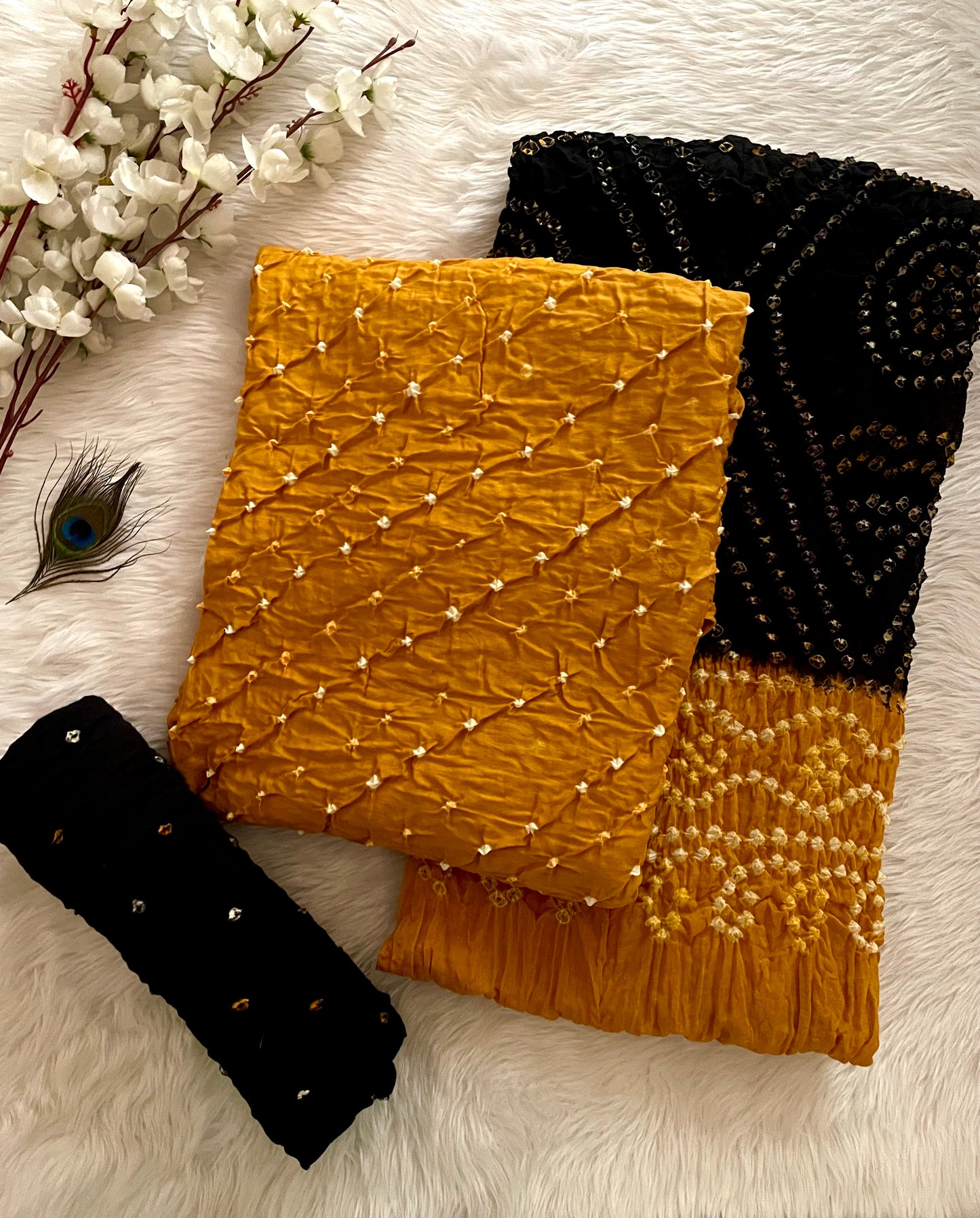 Cotton Satin Ethenika Kutch Original Hand Crafted Bandhani Dress Material (Unstitched) - Premium from Ethenika.com - Just INR 2190! Shop now at Ethenika.com