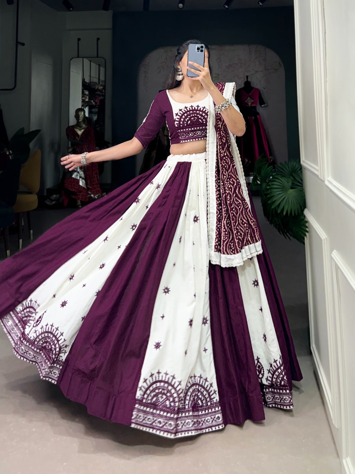Pure Cotton Mirror Gamthi work Navratri special Chaniya Choli - Premium from Ethenika.com - Just INR 4990! Shop now at Ethenika.com