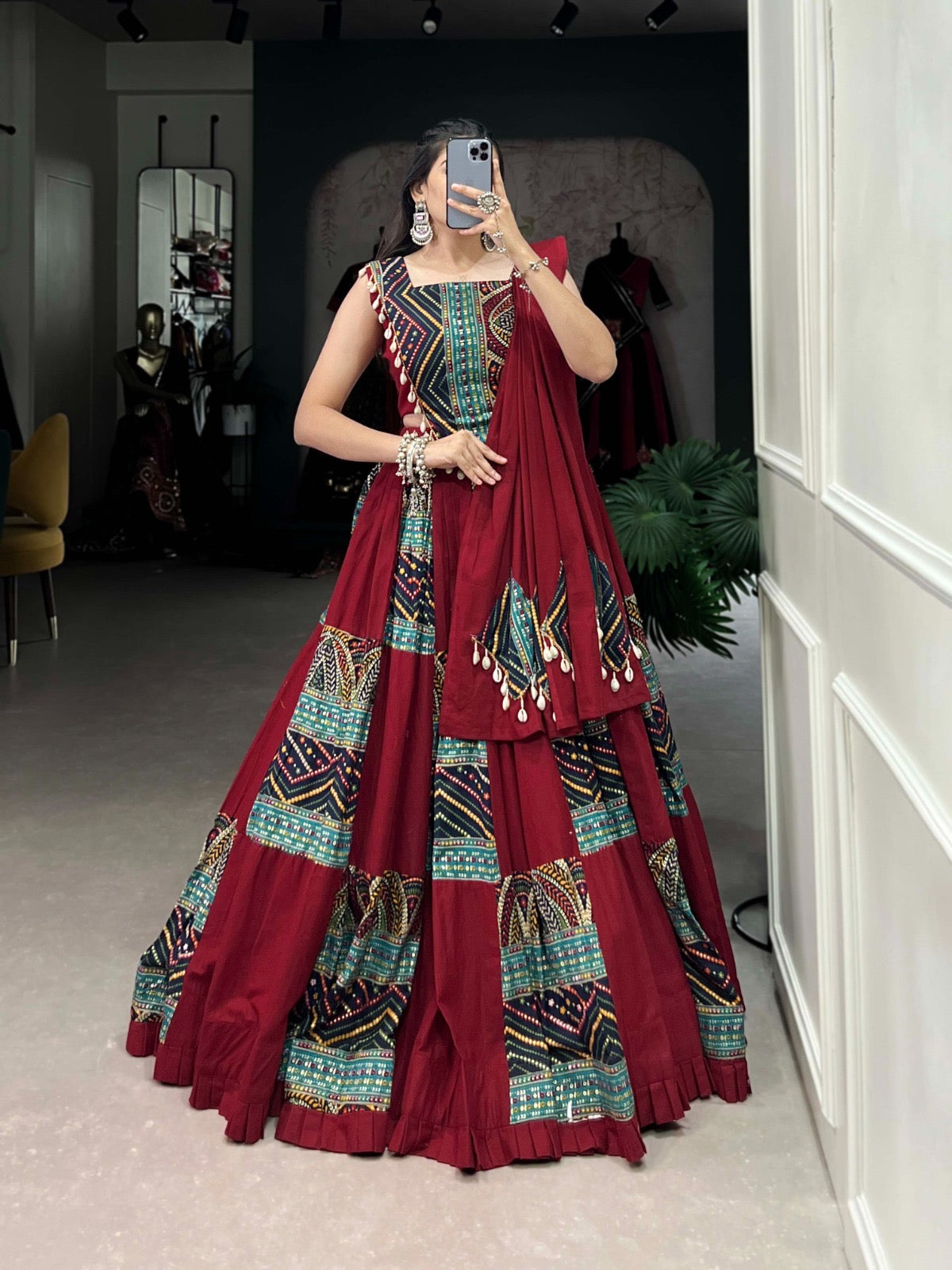 Pure Cotton Garba Navratri Special Lehenga Choli Blouse Set - Premium from Ethenika.com - Just INR 4590! Shop now at Ethenika.com