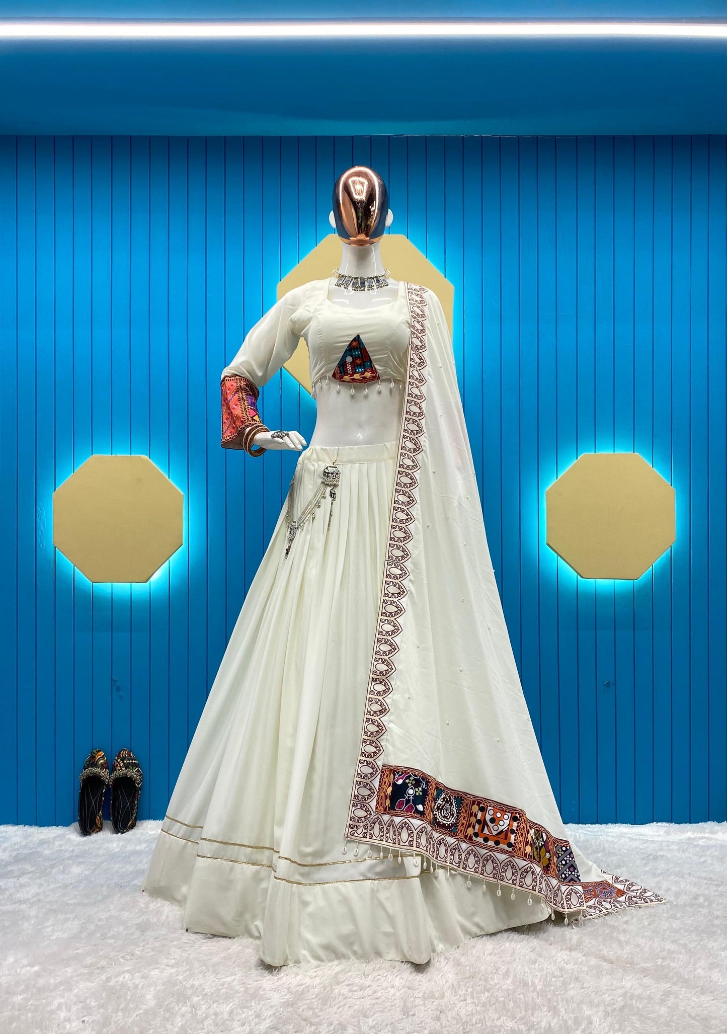 Gamthi Kodi Work White Concept Navratri Special Chaniya Choli - Premium from Ethenika.com - Just INR 2990! Shop now at Ethenika.com