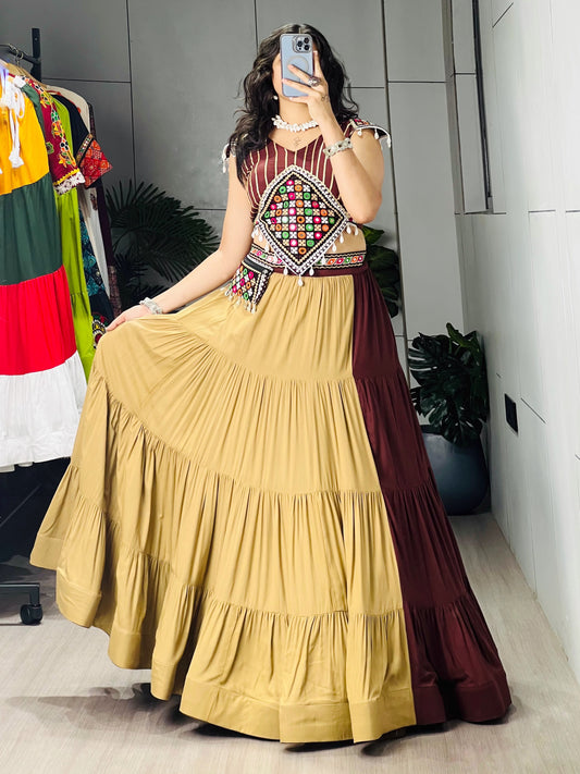 100% Cotton Gamthi Work Lehenga Choli for Navratri