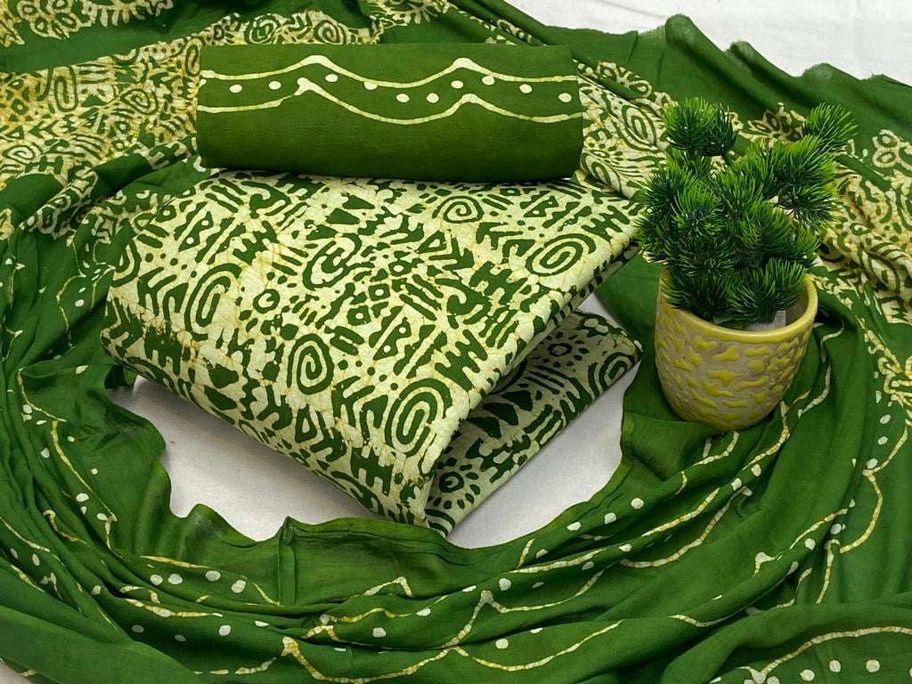 Soft Cotton Hand Blocked Wax Batik Dress Material (Unstitched) - Premium from Ethenika.com - Just INR 1490! Shop now at Ethenika.com