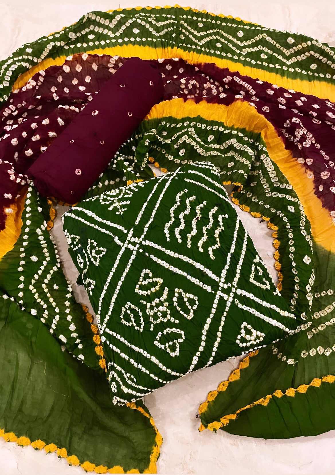 Cotton Barik Bandhej work Bandhani Dress Material - Premium from Ethenika.com - Just INR 1890! Shop now at Ethenika.com