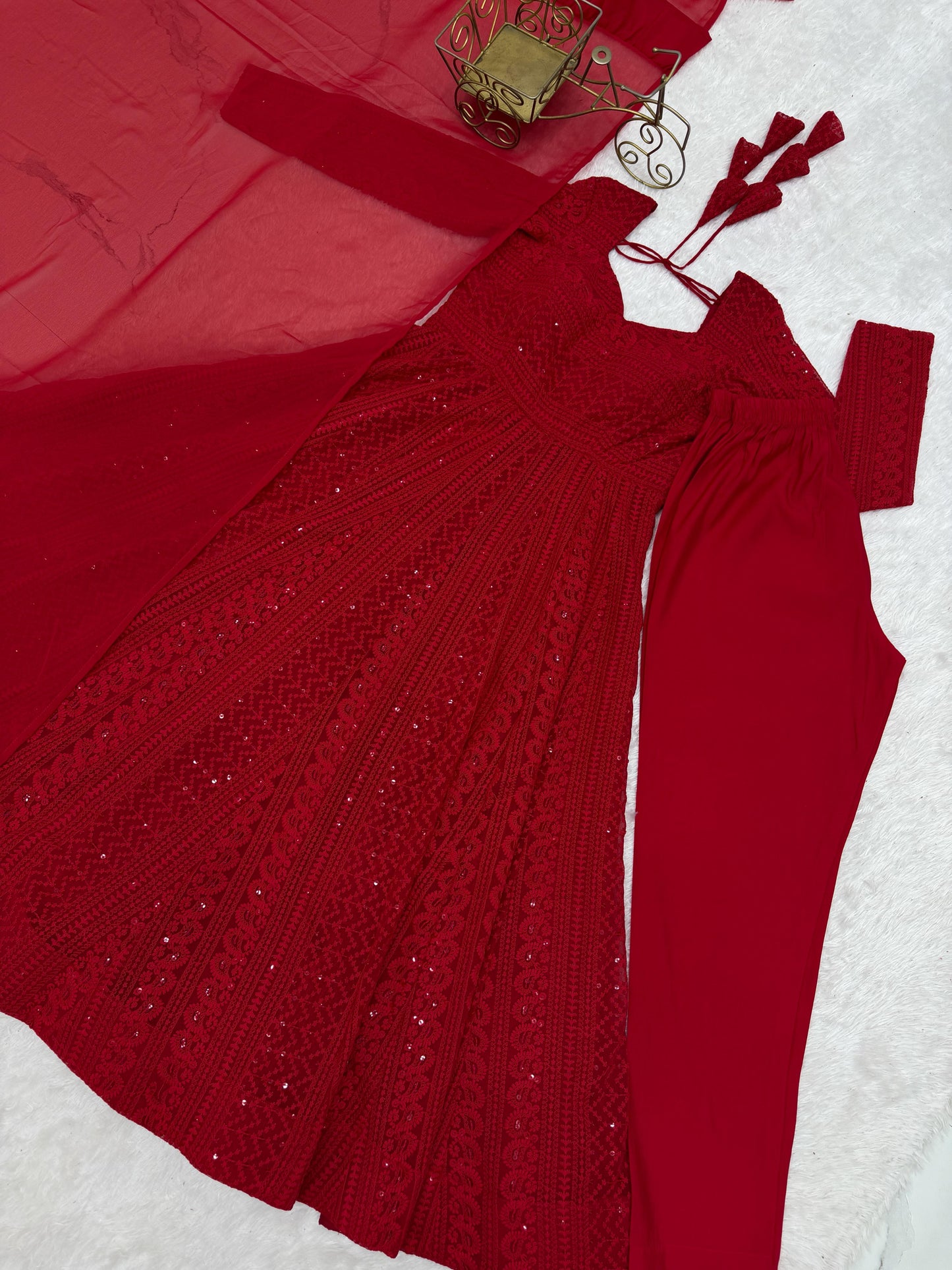 Ethenika Faux Georgette Anarkali Suit Set