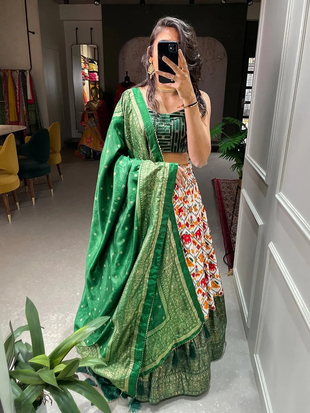 Dola Silk Patola Print with Foil work Navratri special Chaniya Choli (Stitched) - Premium from Ethenika.com - Just INR 2290! Shop now at Ethenika.com