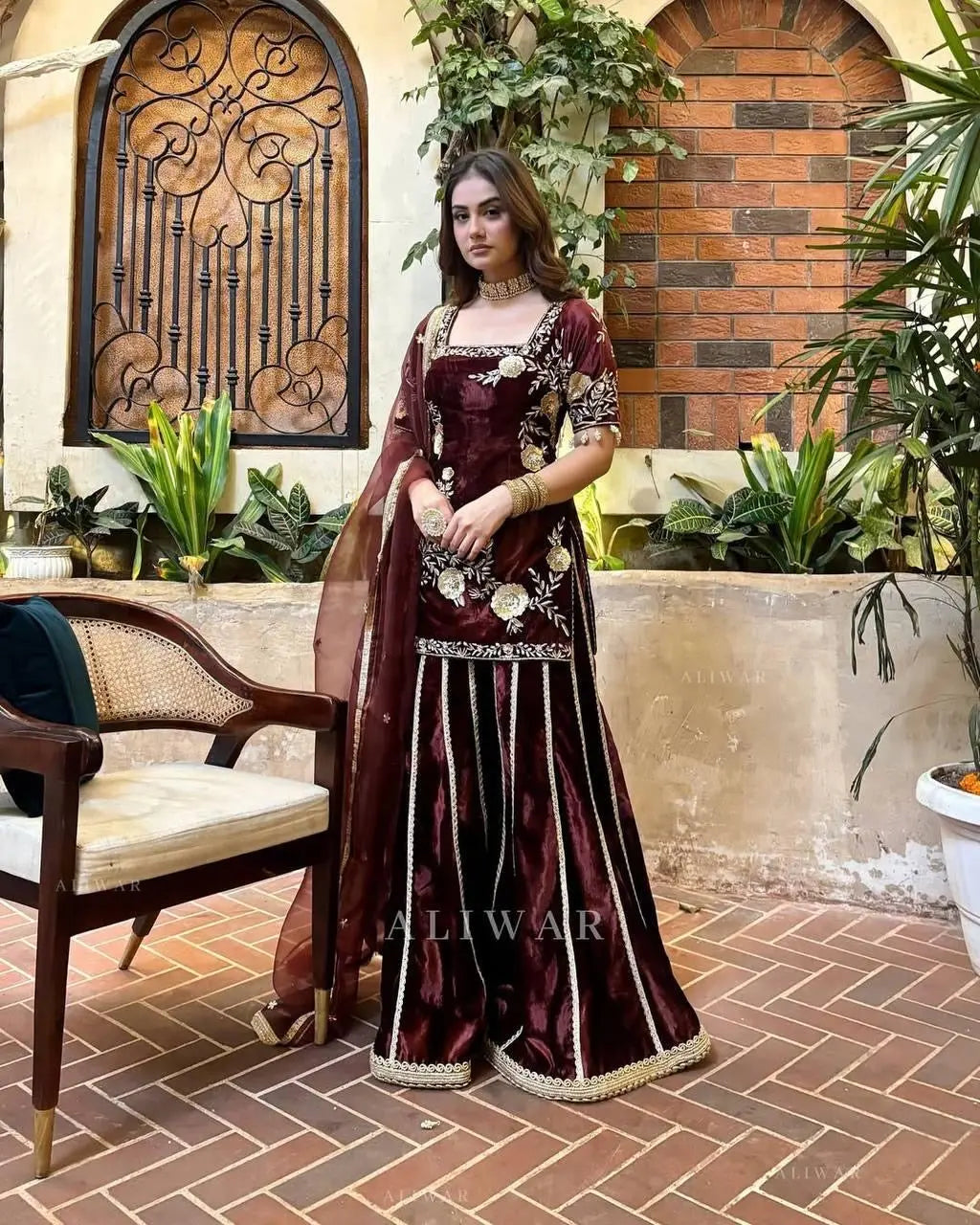 Pure Viscos Heavy Velvet Embroidery Work Velvet Kurti Sharara Set - Premium from Ethenika.com - Just INR 4590! Shop now at Ethenika.com