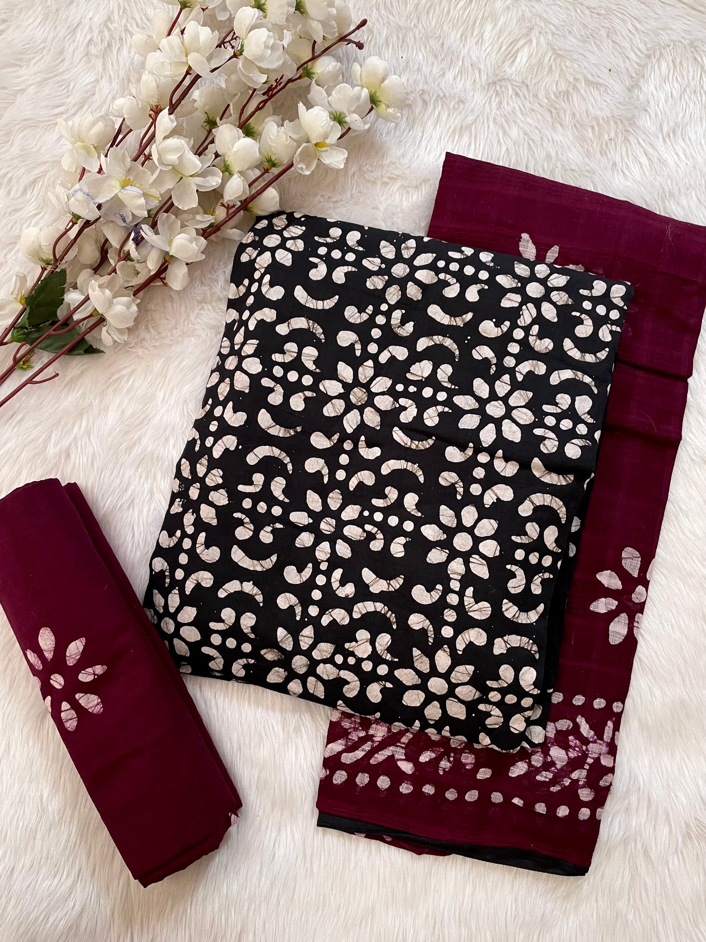 Soft Cotton Authentic Hand Blocked Wax Batik Material - Premium from Ethenika.com - Just INR 1590! Shop now at Ethenika.com