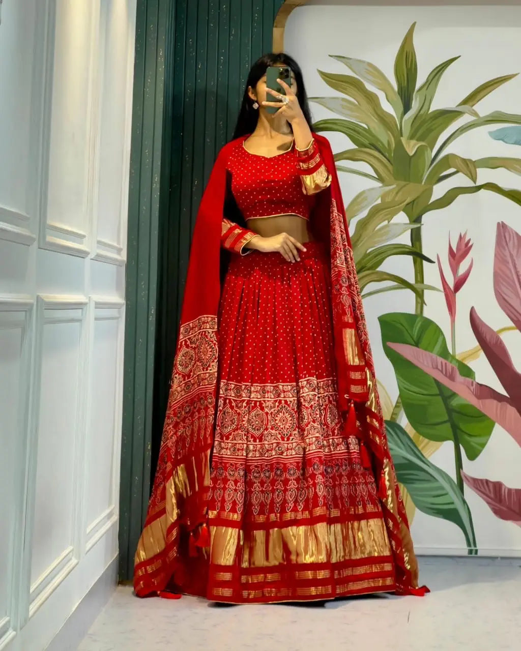 Modal Authentic Hand Blocked Ajrakh work Navratri Special Chaniya Choli - Premium from Ethenika.com - Just INR 6990! Shop now at Ethenika.com