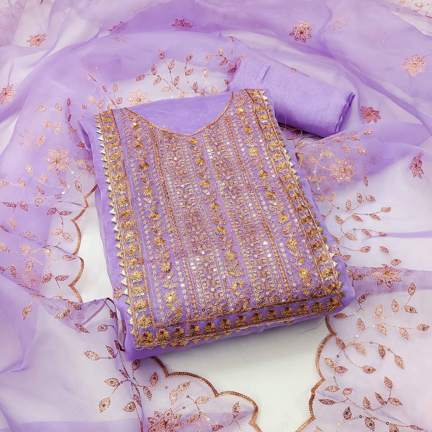 Organza Silk with Multi work Womens Dress Material ( Unstitched) - Premium  from Ethenika.com - Just INR 1590! Shop now at Ethenika.com