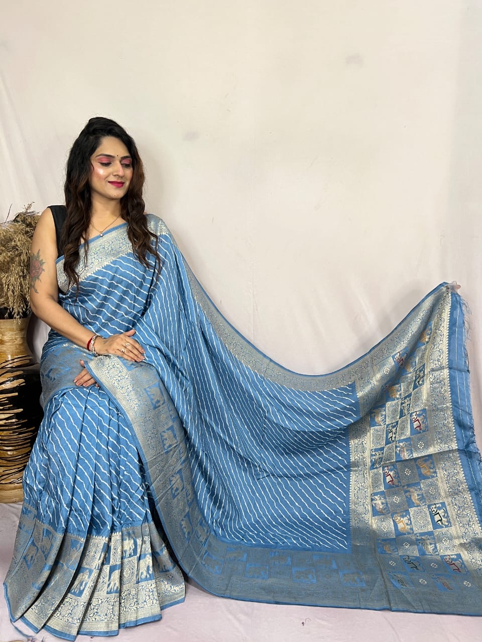 Modal Silk Leheriya Print Saree - Premium from Ethenika.com - Just INR 5990! Shop now at Ethenika.com
