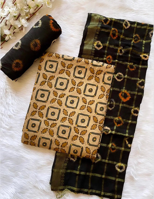 Amboze Thread Work with Bandhani Salwar Dupatta Material (Unstitched) Ethenika.com