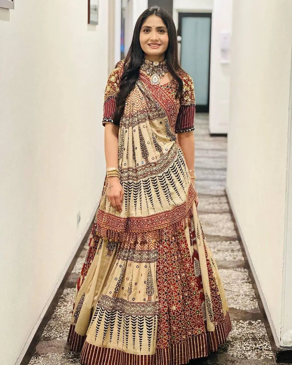 Heavy Muslin Digital Print Mirror Work Navratri Chaniya Choli - Premium from Ethenika.com - Just INR 2790! Shop now at Ethenika.com