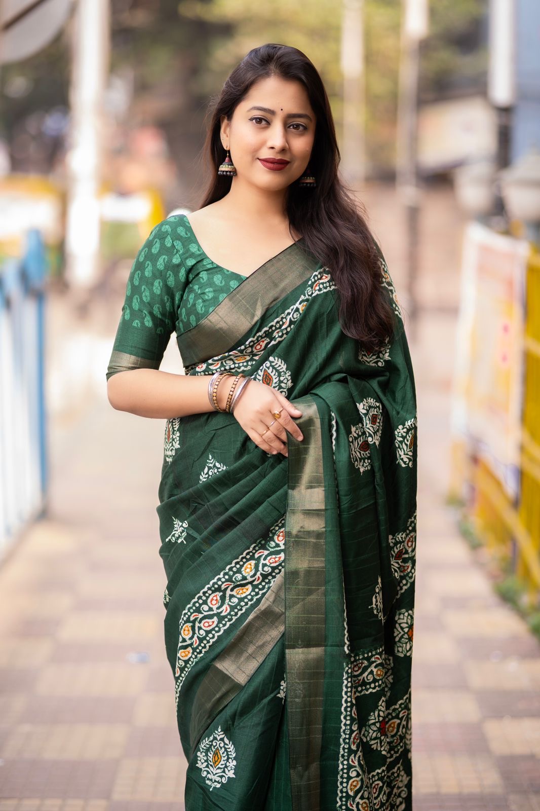 Soft Silk Batik Print Saree - Premium from Ethenika.com - Just INR 1590! Shop now at Ethenika.com
