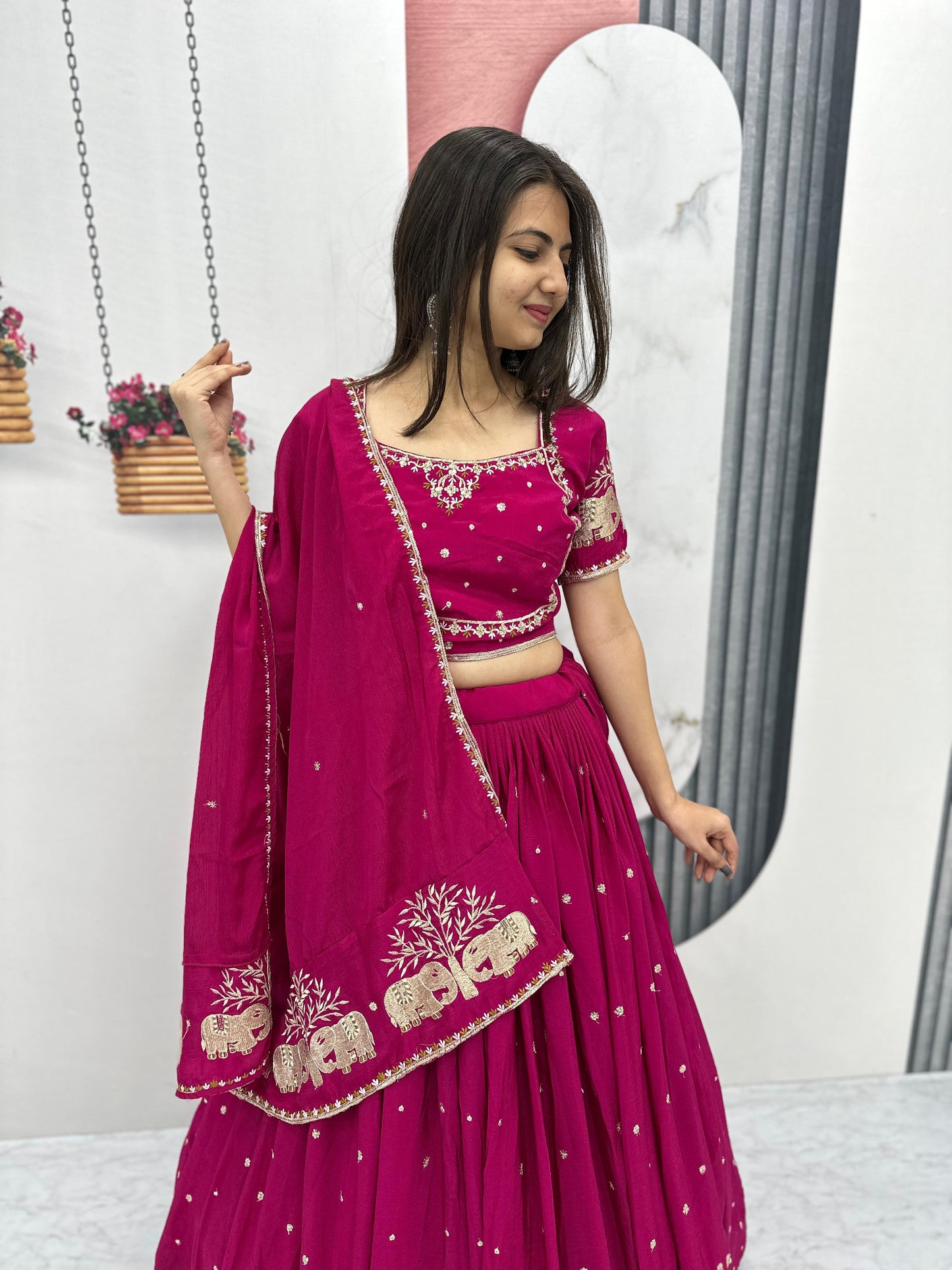 Chinon Thread Embroidery work Chaniya Choli - Premium from Ethenika.com - Just INR 3990! Shop now at Ethenika.com