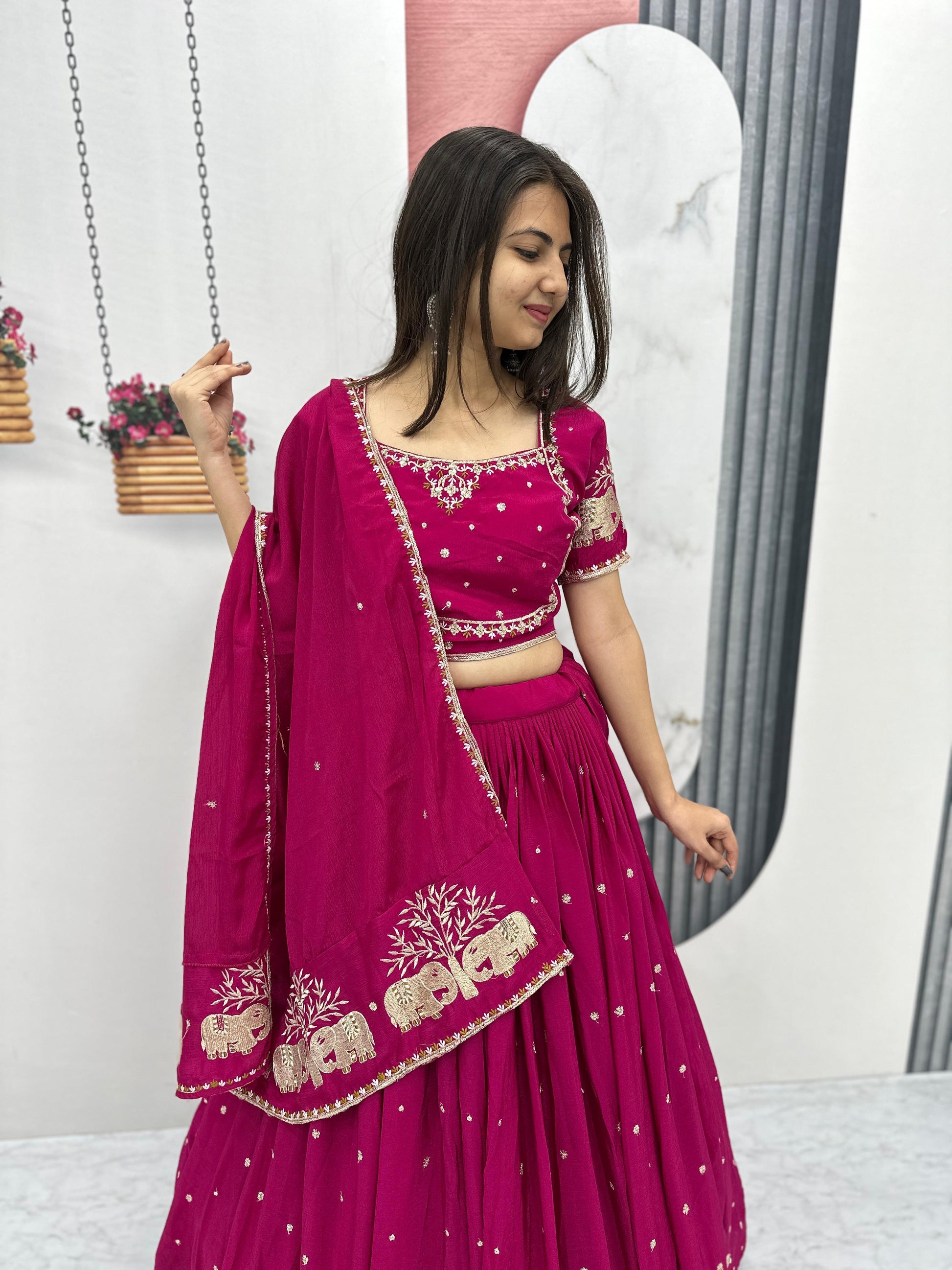 Chinon Thread Embroidery work Chaniya Choli - Premium  from Ethenika.com  - Just INR 3990! Shop now at Ethenika.com