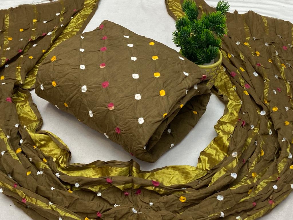 Cotton Satin Self Color Bandhani Material - Premium from Ethenika.com - Just INR 1390! Shop now at Ethenika.com