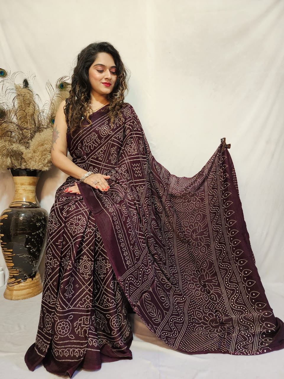 Modal Silk Bandhani Print Saree - Premium from Ethenika.com - Just INR 3490! Shop now at Ethenika.com