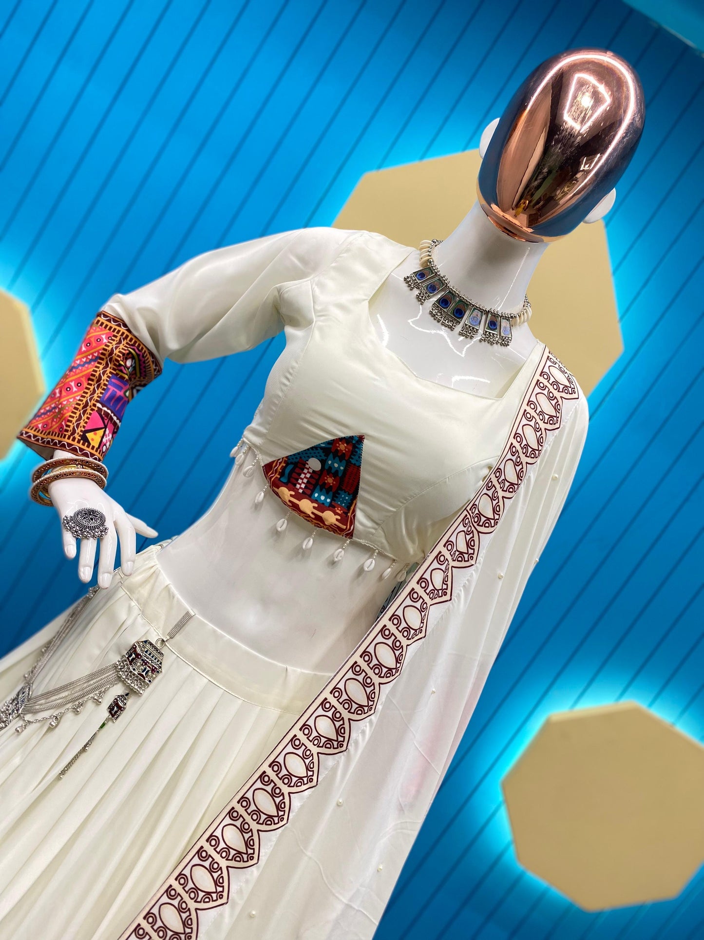 Gamthi Kodi Work White Concept Navratri Special Chaniya Choli - Premium from Ethenika.com - Just INR 2990! Shop now at Ethenika.com