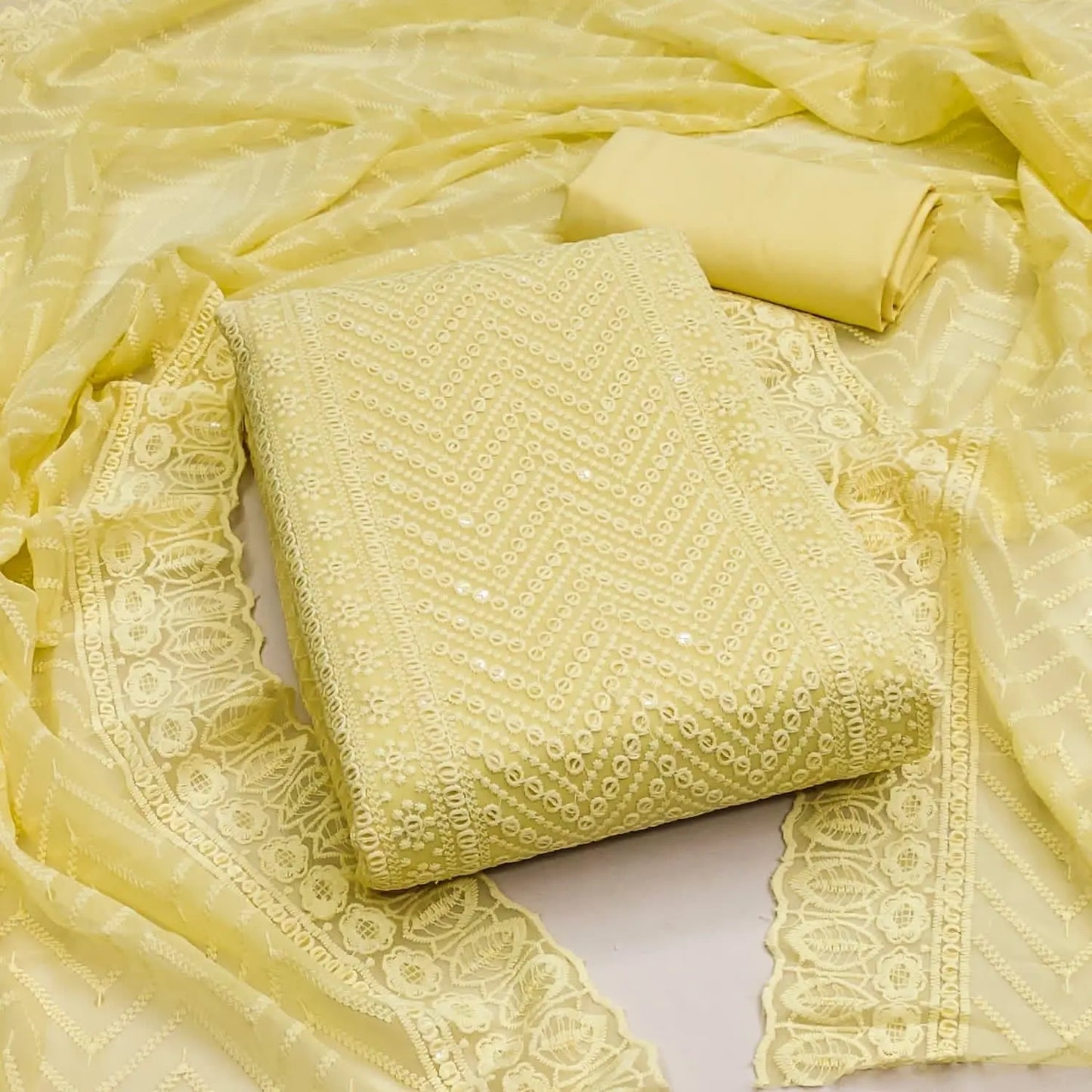 Georgette Chikankari Work Womens Dress Material (Unstitched) - Premium from Ethenika.com - Just INR 1490! Shop now at Ethenika.com