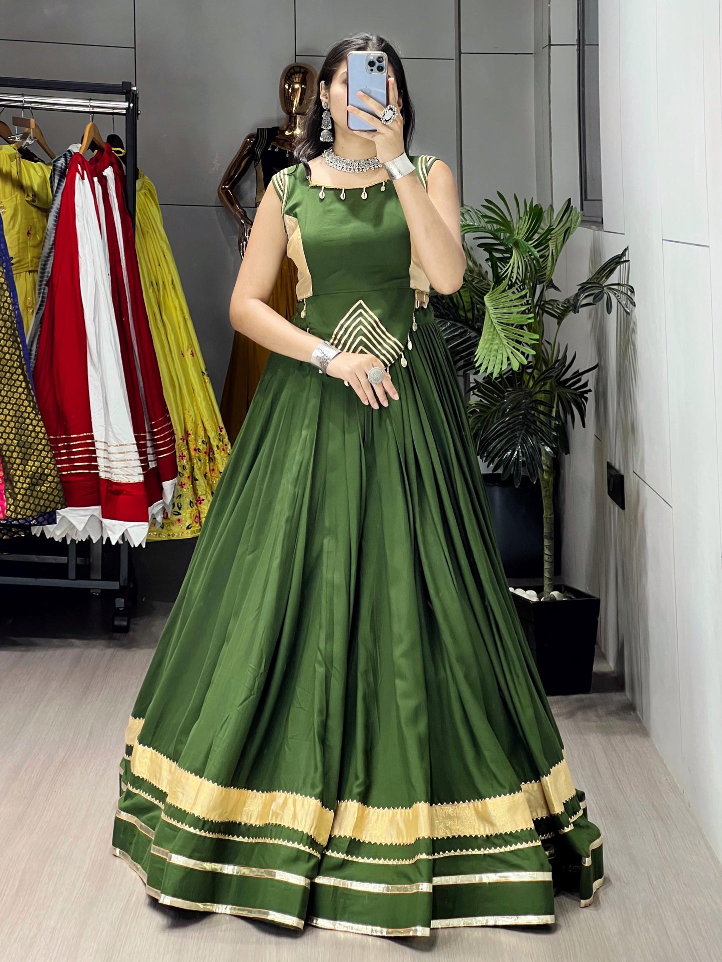 Rayon Gota Patti With Kodi Work Designer Navratri Chaniya Choli (Ready To Wear)