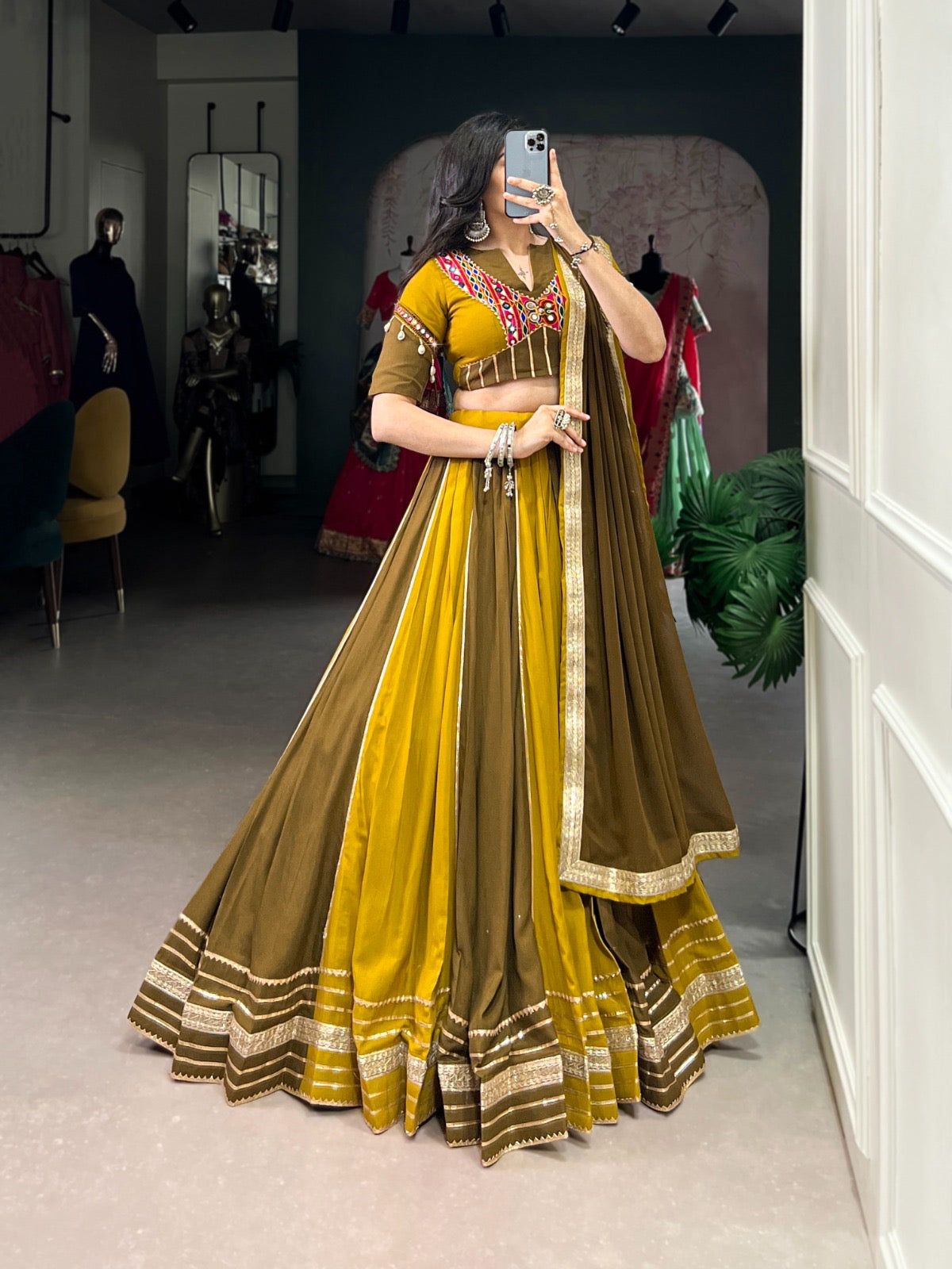 Pure Rayon Sequence Lace Gota Patti work Navratri Garba Special Chaniya Choli (Ready to Wear) - Premium from Ethenika.com - Just INR 4990! Shop now at Ethenika.com