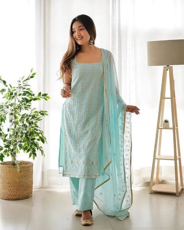 Faux Georgette Sequence Thread work Party wear Salwar Suit - Premium from Ethenika.com - Just INR 1990! Shop now at Ethenika.com