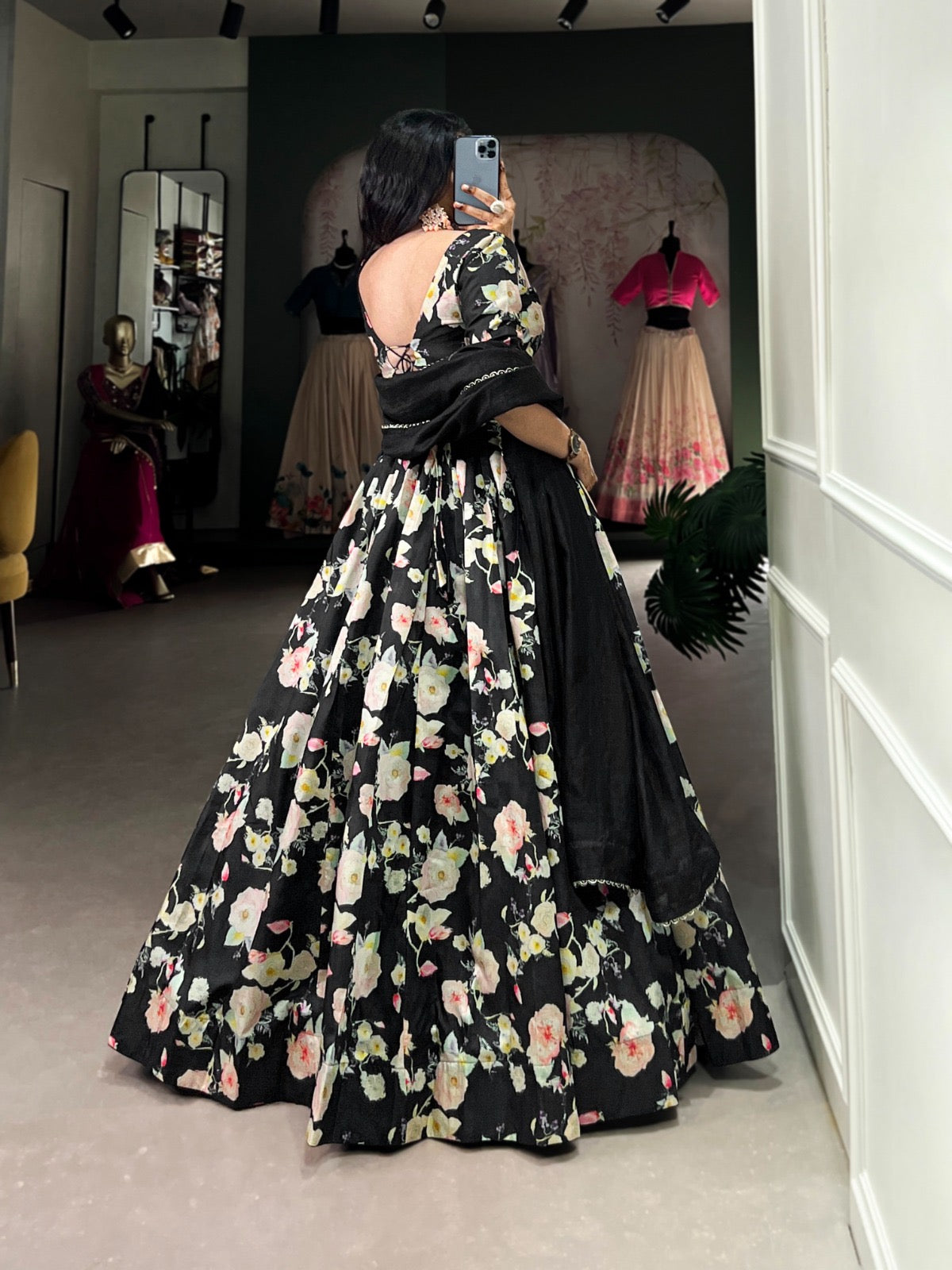 Tussar Silk Floral Print work Lehenga Choli Set - Premium from Ethenika.com - Just INR 4990! Shop now at Ethenika.com
