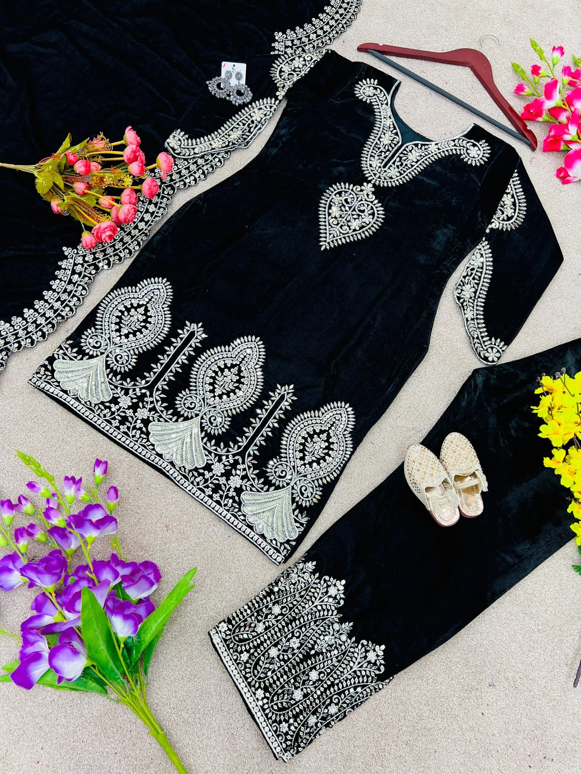 Heavy Sequence work Viscose Partywear Velvet Suit (Stitched) - Premium  from Ethenika.com - Just INR 3590! Shop now at Ethenika.com