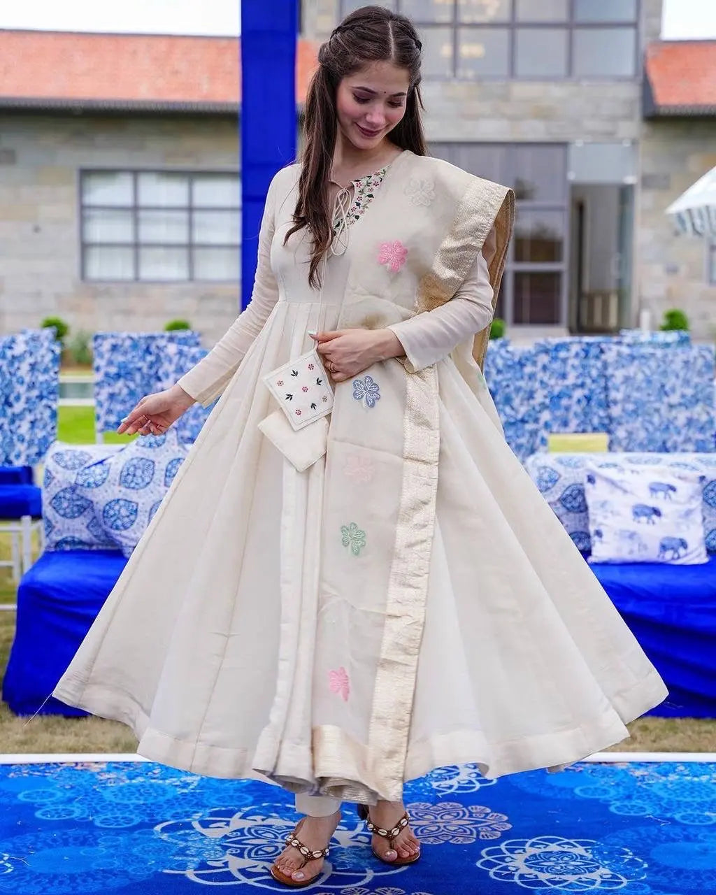 Thread Embroidery Anarkali Gown Set ( Stitched) - Premium  from Ethenika.com - Just INR 1990! Shop now at Ethenika.com