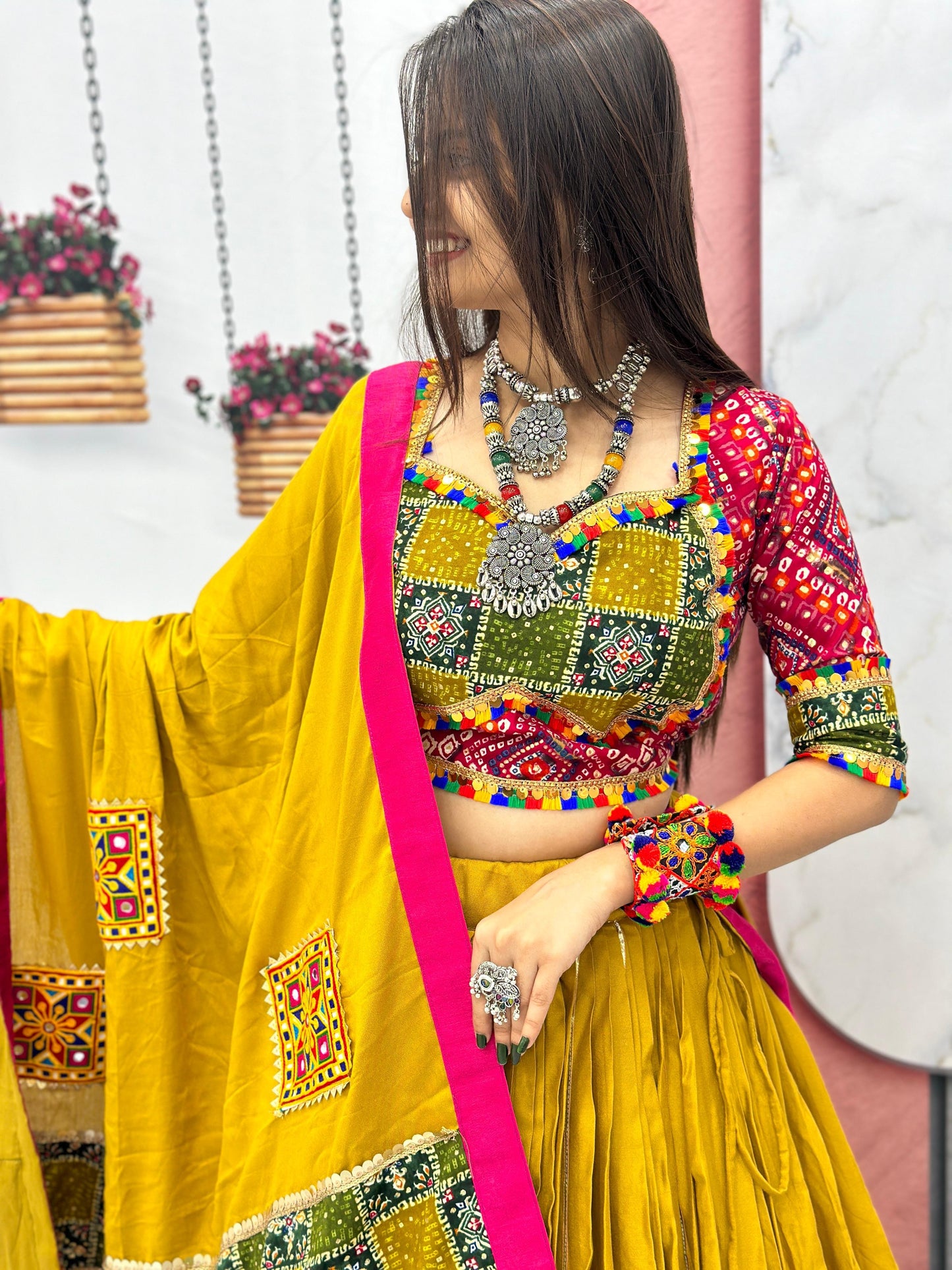 Pure Cotton Foil Print Lace work Navratri Special Chaniya Choli - Premium from Ethenika.com - Just INR 4990! Shop now at Ethenika.com