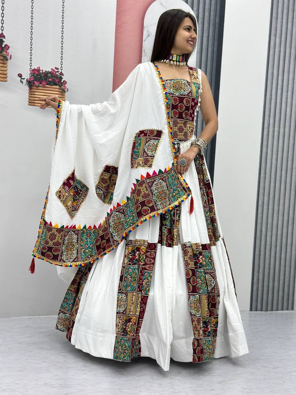 Pure Cotton White Concept Navratri Special Chaniya Choli - Premium from Ethenika.com - Just INR 4990! Shop now at Ethenika.com