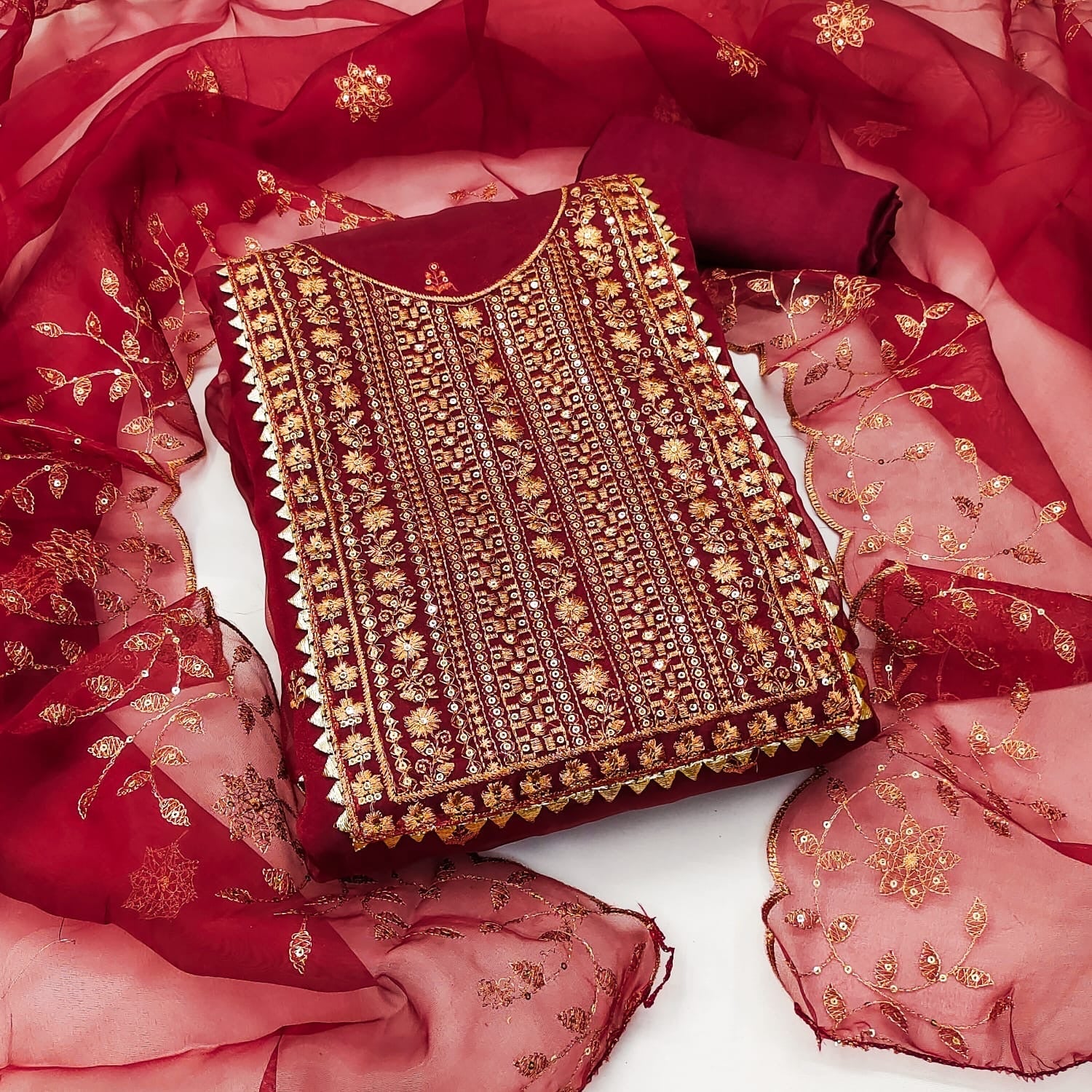 Organza Silk with Multi work Womens Dress Material ( Unstitched) - Premium  from Ethenika.com - Just INR 1590! Shop now at Ethenika.com