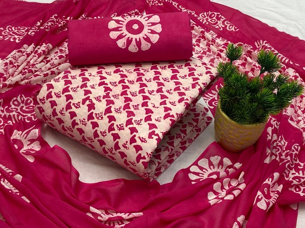 Soft Cotton Hand Blocked Wax Batik Dress Material (Unstitched) - Premium from Ethenika.com - Just INR 1490! Shop now at Ethenika.com