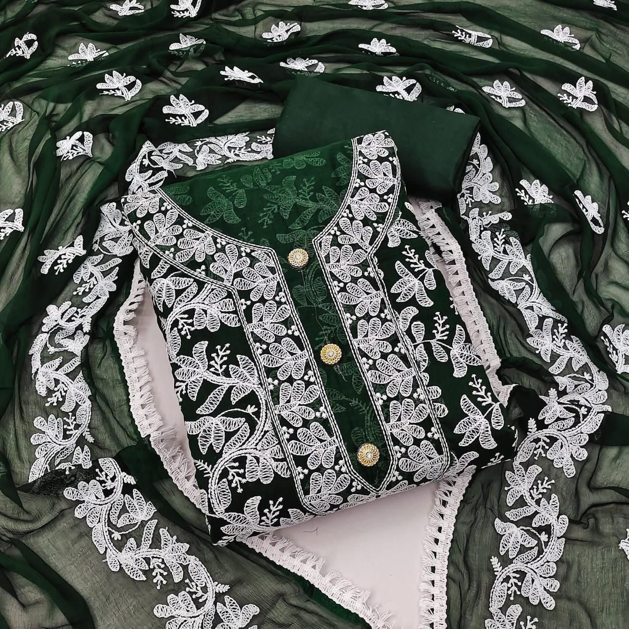 Modal Heavy Embroidery Nazneen work Dress Material(Unstitched) - Premium from Ethenika.com - Just INR 1590! Shop now at Ethenika.com