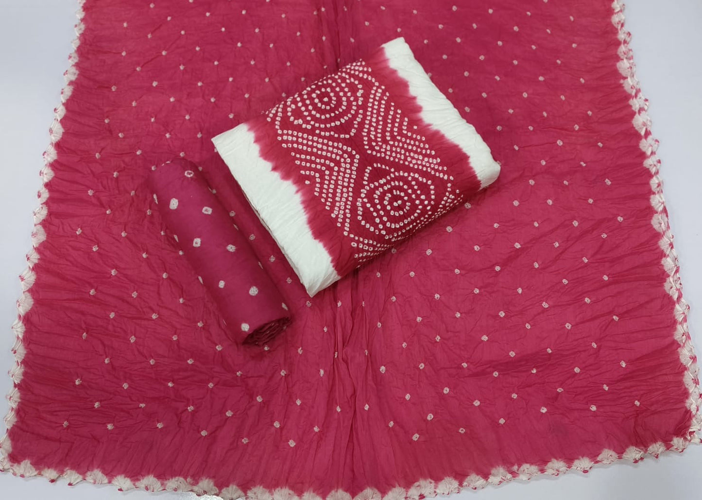 Cotton Satin White Concept Bandhani Dress Material - Premium from Ethenika.com - Just INR 1490! Shop now at Ethenika.com