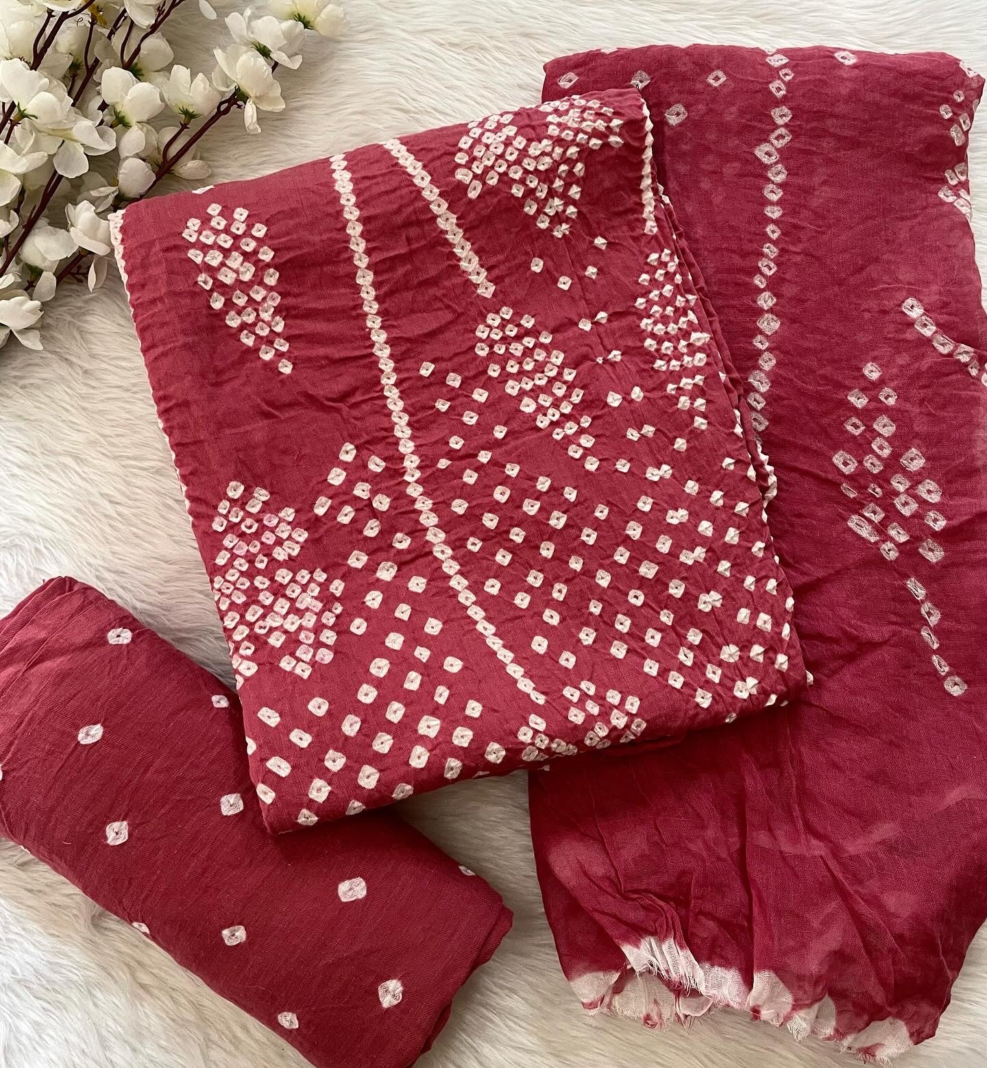 Cotton satin Self Color Hand Crafted Kutch Bandhani Dress Material - Premium  from Ethenika.com - Just INR 1390! Shop now at Ethenika.com