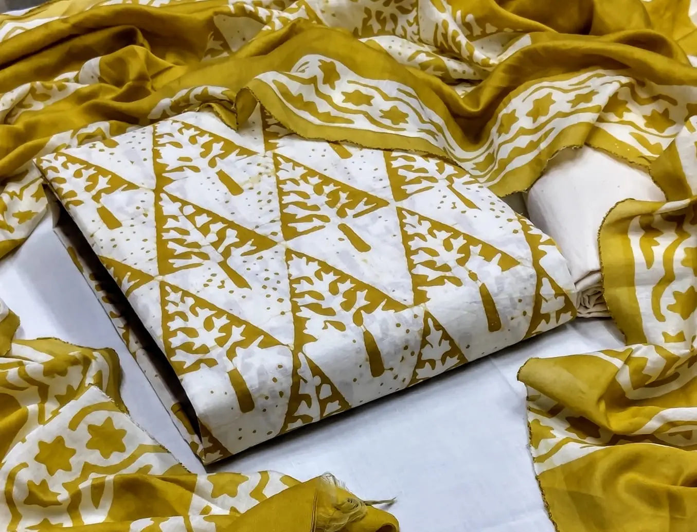 Cotton Hand Blocked Batik Salwar Material (Unstitched) - Premium  from Ethenika.com - Just INR 1290! Shop now at Ethenika.com