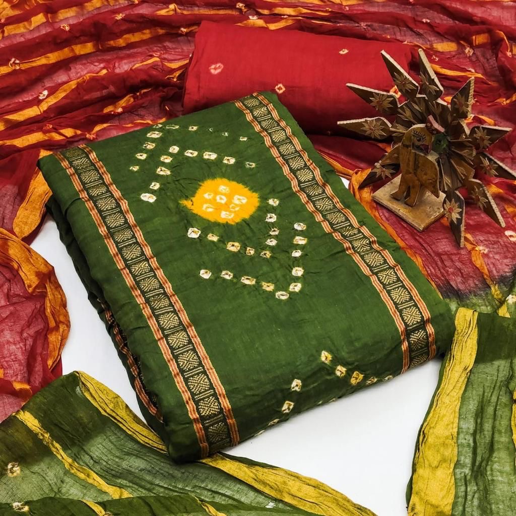 Cotton Jeckard Weaving Bandhani Dress Material - Premium from Ethenika.com - Just INR 1390! Shop now at Ethenika.com