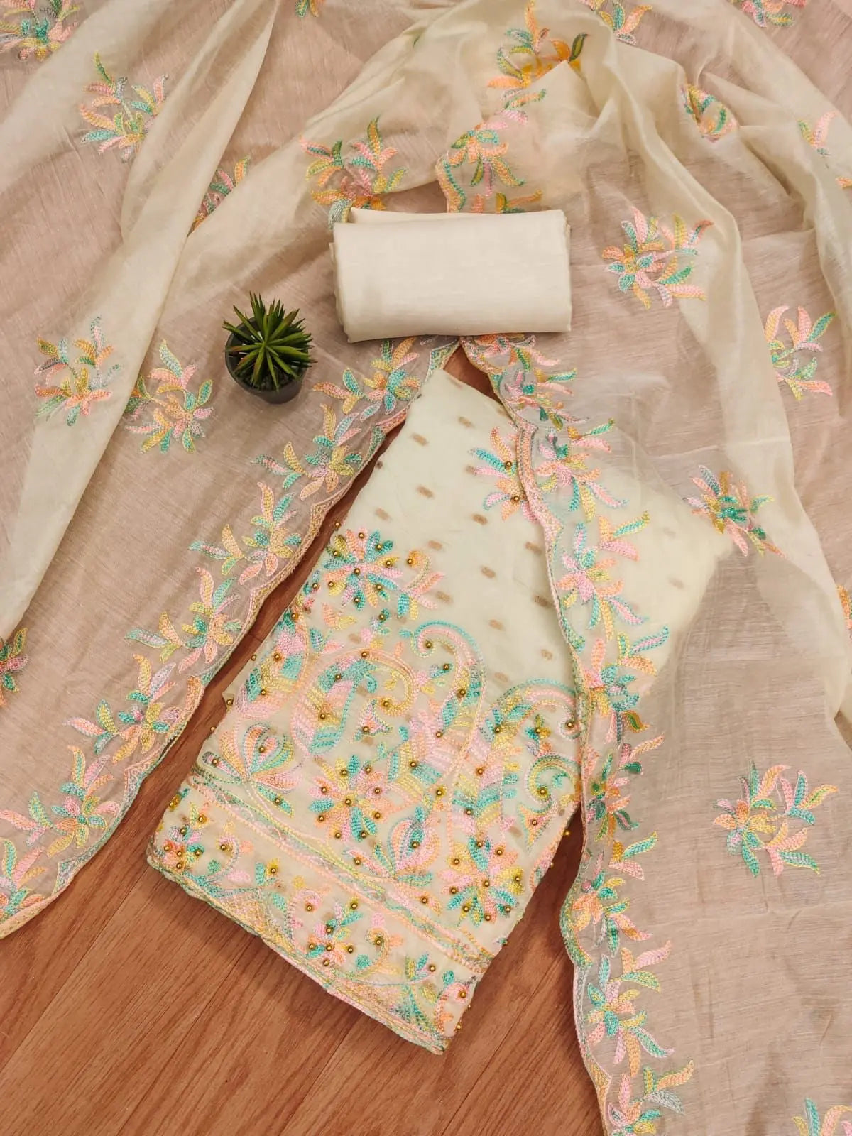 Chanderi Silk Doby and Embroidery work Dress Material (Unstitched) - Premium  from Ethenika.com - Just INR 1690! Shop now at Ethenika.com