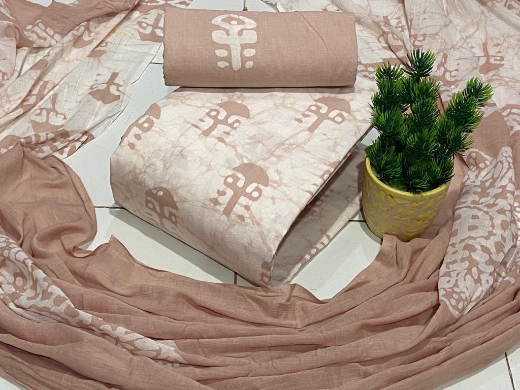 Soft Cotton Hand Blocked Summer Special Batik Dress Material (Unstitched) - Premium from Ethenika.com - Just INR 1790! Shop now at Ethenika.com