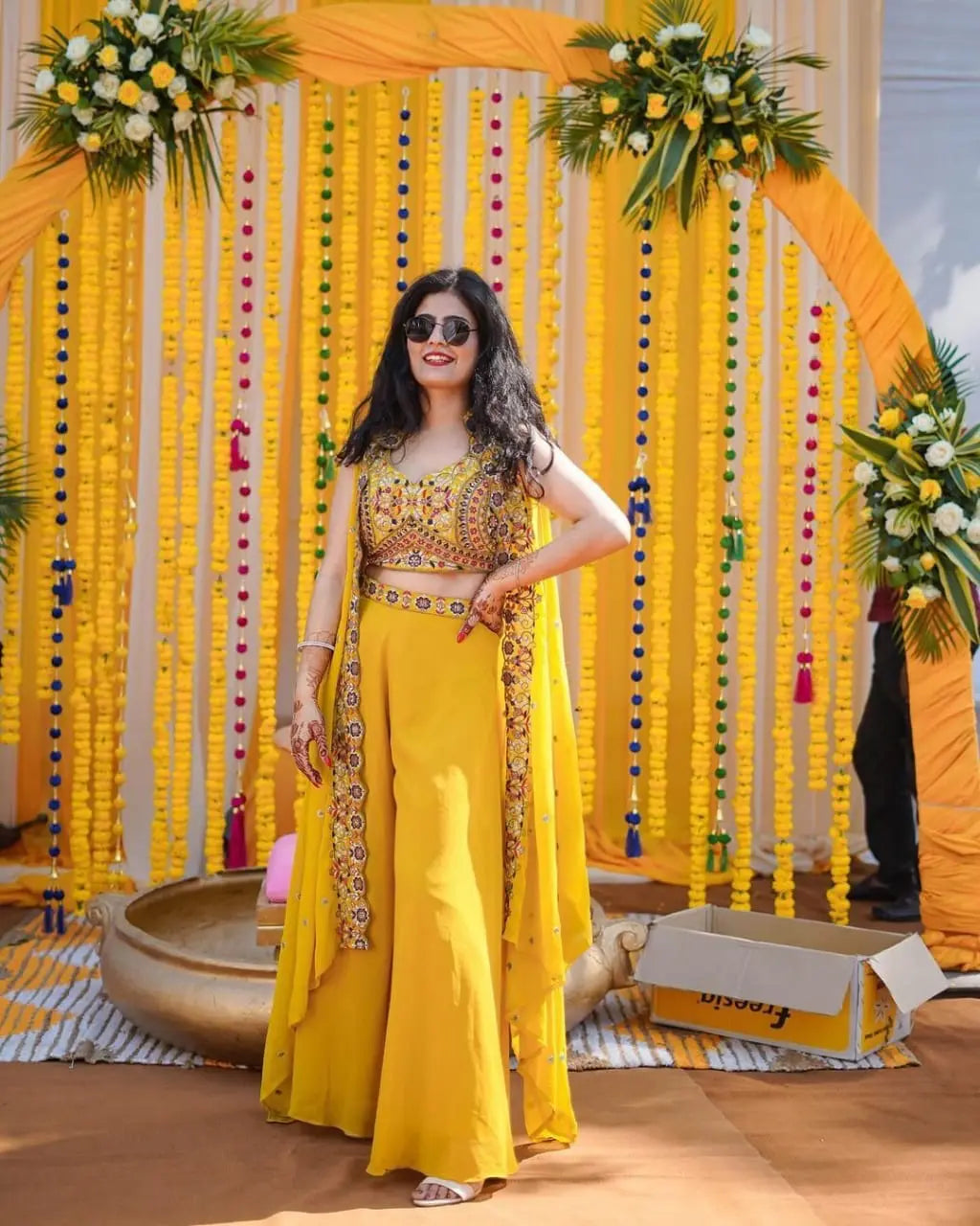Haldi Ceremony Special Shrug Lehenga Set (Stitched) - Premium from Ethenika.com - Just INR 2590! Shop now at Ethenika.com