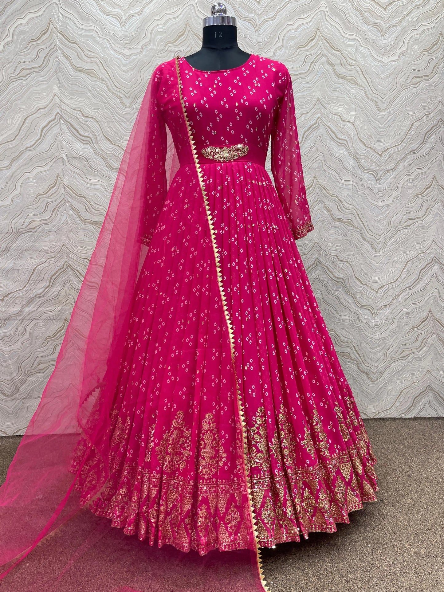 Faux Georgette Print with Embroidery work Womens Stitched Gown - Premium from Ethenika.com - Just INR 2490! Shop now at Ethenika.com