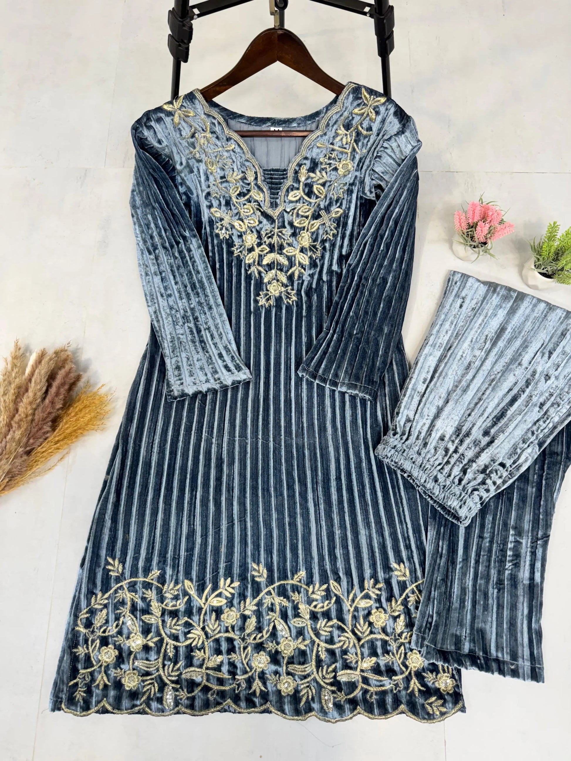 Ethenika Premium Embroidery work Winter Wear Velvet Suit - Premium  from Ethenika.com  - Just INR 2990! Shop now at Ethenika.com