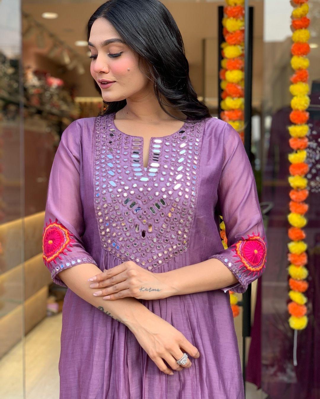 Muslin Summer Special Mirror work Kurti Pant Dupatta Set (Stitched) - Premium from Ethenika.com - Just INR 2490! Shop now at Ethenika.com
