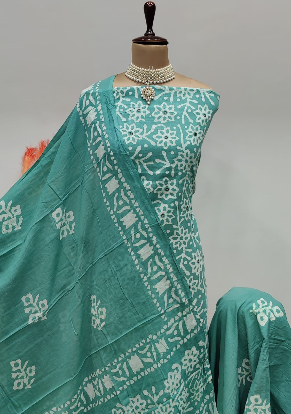 Cotton Original Hand Blocked Wax Batik Dress Material - Premium from Ethenika.com - Just INR 1490! Shop now at Ethenika.com