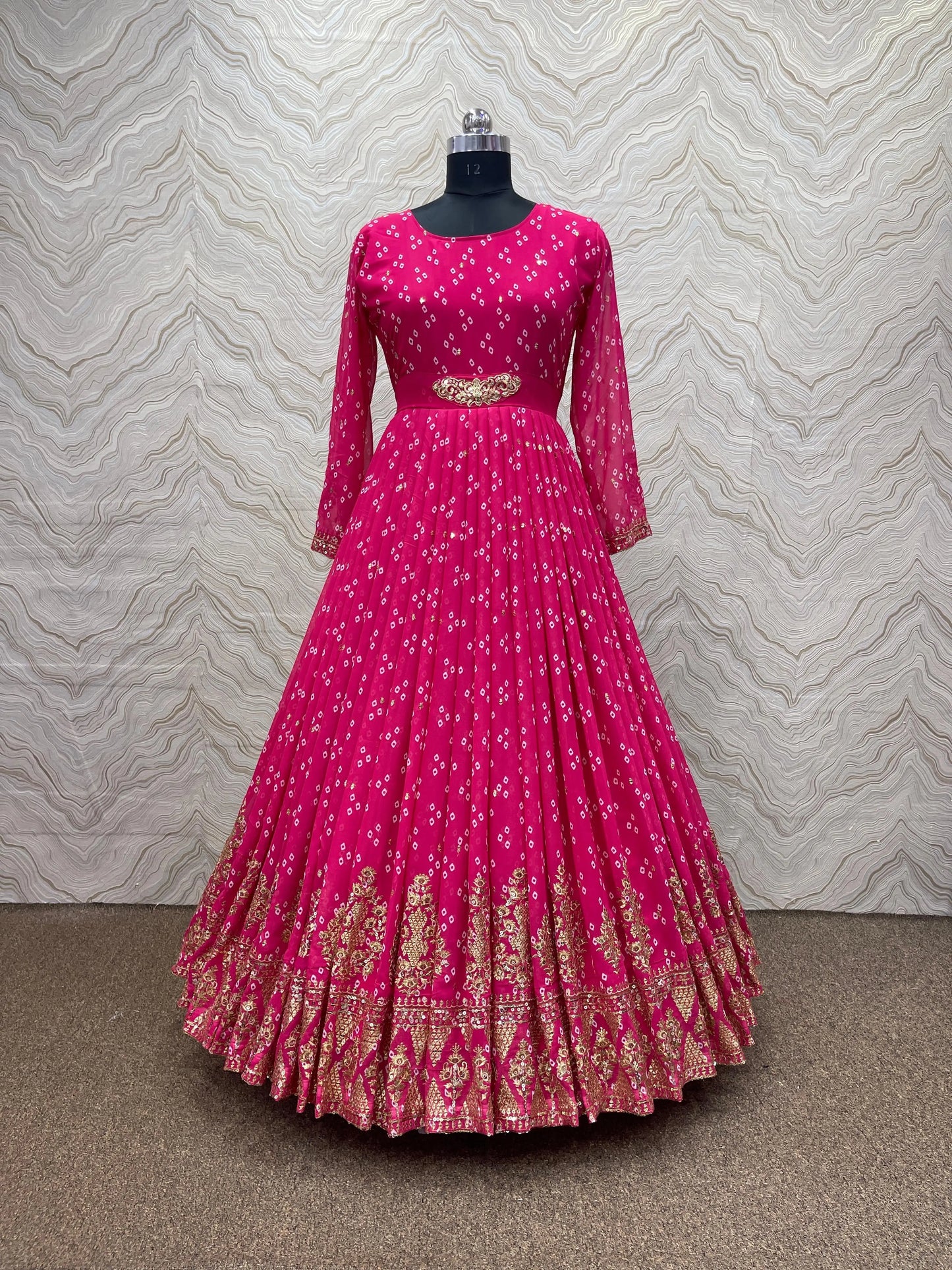 Faux Georgette Print with Embroidery work Womens Stitched Gown - Premium from Ethenika.com - Just INR 2490! Shop now at Ethenika.com